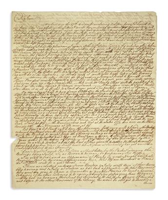 (AMERICAN REVOLUTION--PRELUDE.) Herries, Michael. Letter offering fresh intelligence on the Continental Congress.